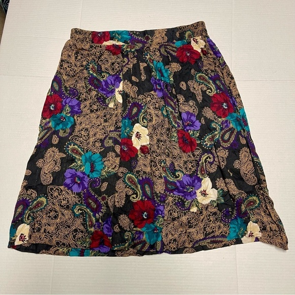 Modiano Dresses & Skirts - Vintage Modiano Women’s Floral Paisley Black Skirt Boho Rayon Sz 18 Made in USA